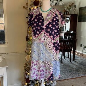 LOFT Multicolor Patchwork Mini Dress